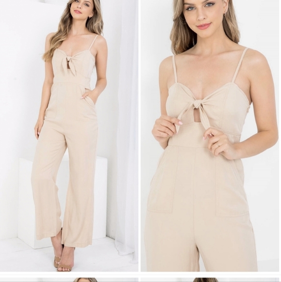 ILLA ILLA Jumpsuit Cream Tencel Size Medium - Picture 1 of 6